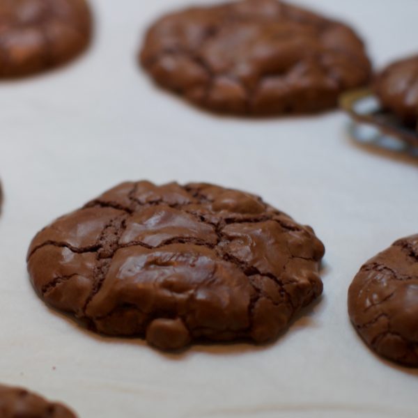 Triple Chocolate Cookies on Bakesheet